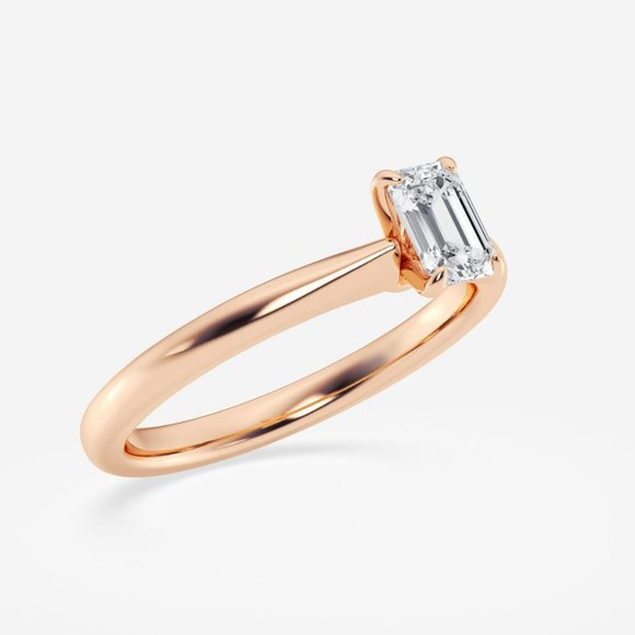 1/2 ctw Emerald Lab Grown Diamond Petite Solitaire Engagement Ring - Picture 6 of 6